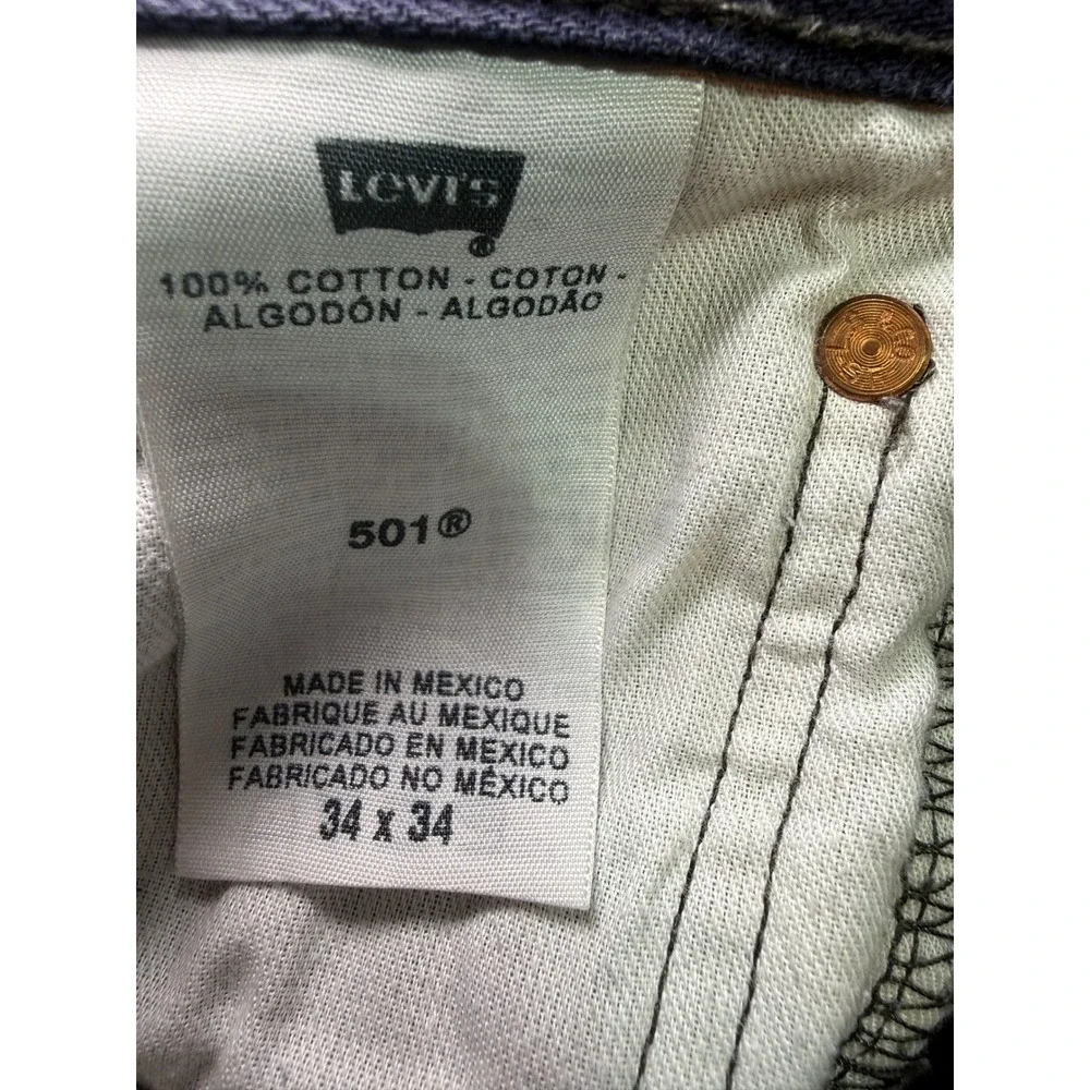 Levis 501 Jeans Mens 34x34 Dark Wash Straight Leg Button Fly Denim